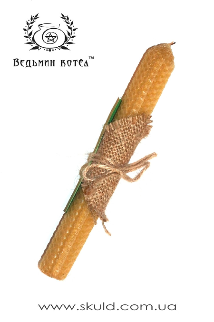Свічка з вощини з листям Берези
